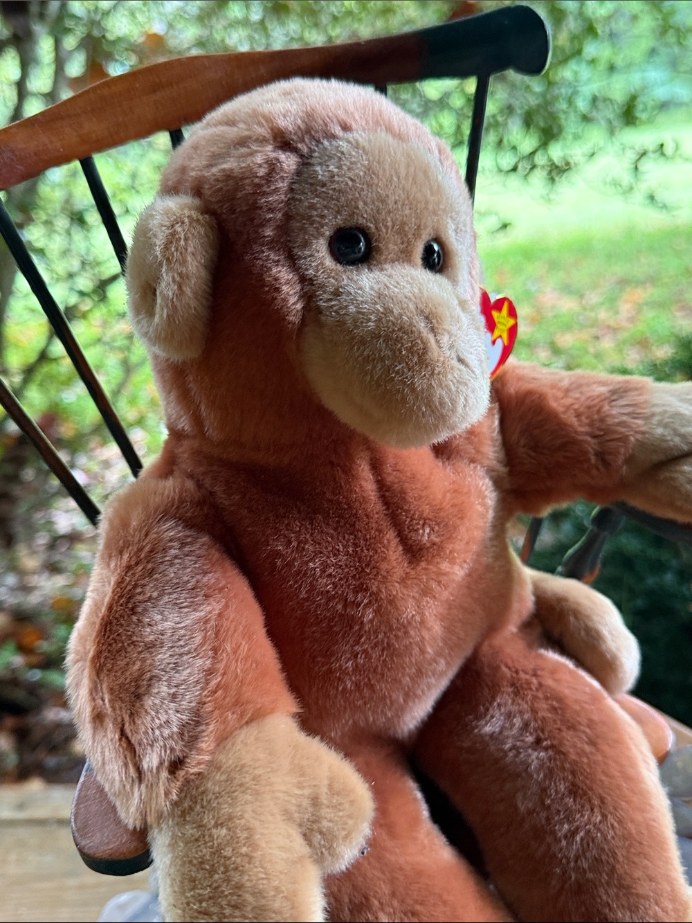 Vintage 1998 TY Bongo Monkey Plush with Cream Face & Paws